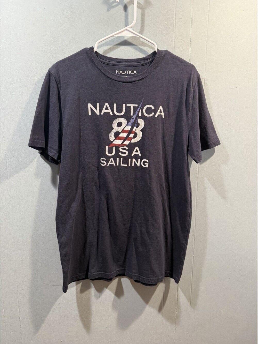 Mens Nautica T Shirt Size Large Navy USA Sailing